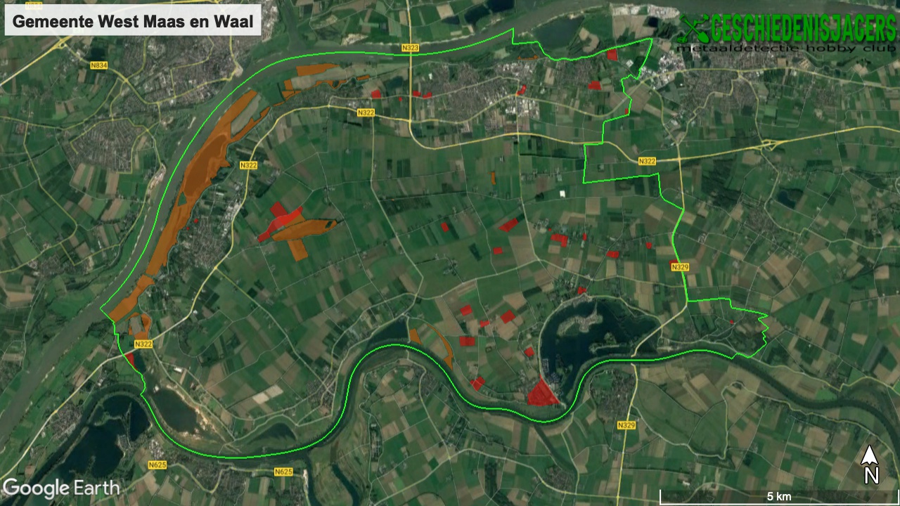 West Maas en Waal Metaaldetectie Kaart